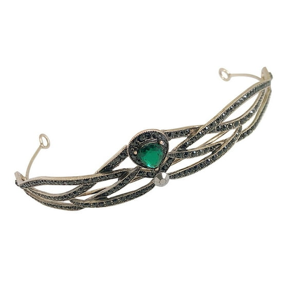 CTIRCHIU 1Pc Green Shiny Rhinestone Crown Headpiece Elegant Wedding Party Dress Accessory