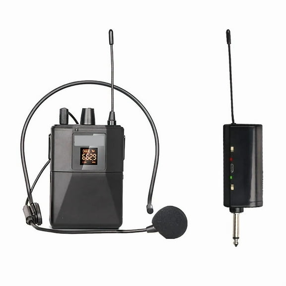 Wireless Headset Microphone with Transmitter Receiver LED Digital Display ,Loud Volume