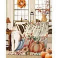 thumbnail image 2 of Thanksgiving Pumpkin Flannel Blanket for Bed,Travel and Camping, Autumn Leaves Fruit Harvest Beige Super Soft Cozy Blanket for All Seasons 30"x40", 2 of 6