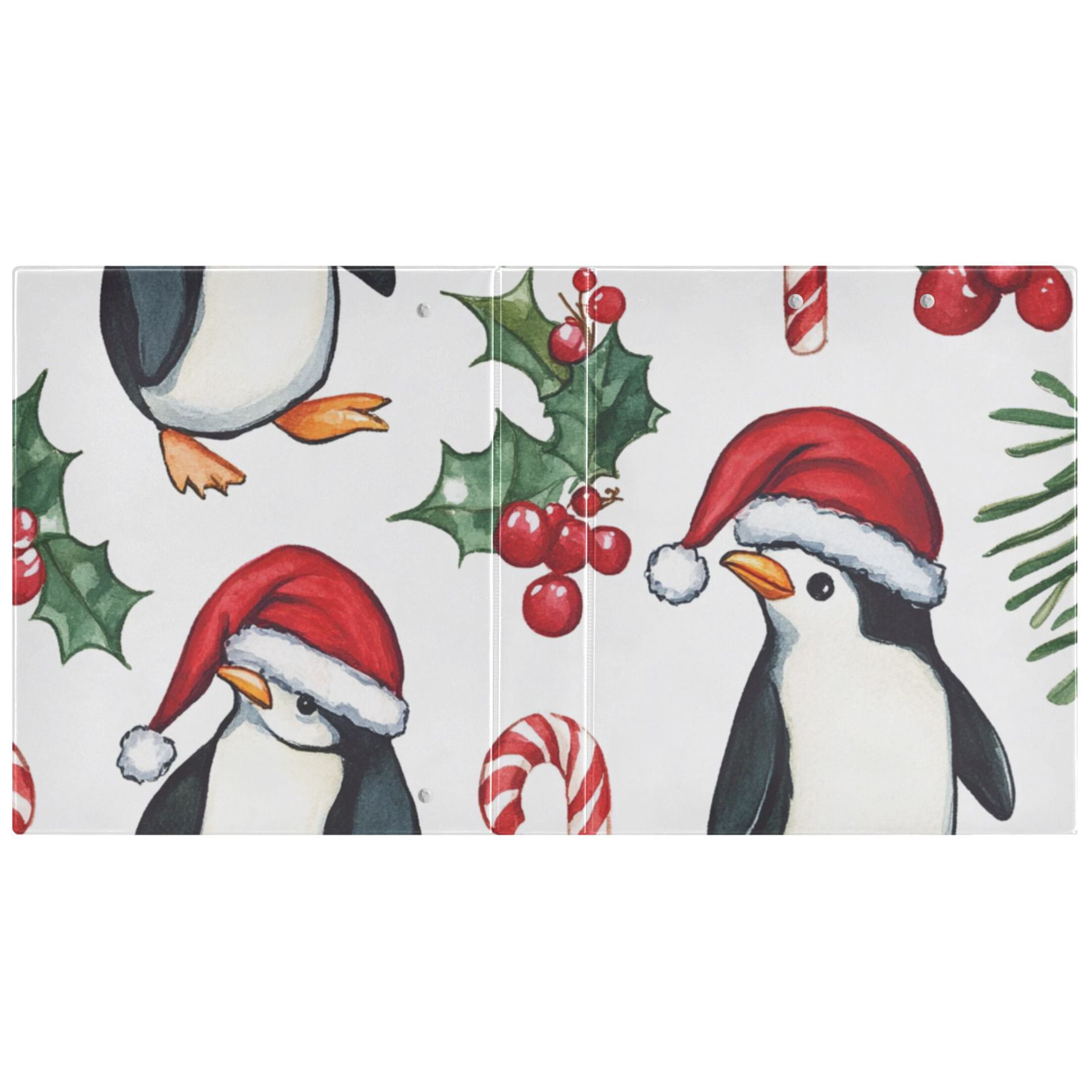Christmas Penguins 3 Ring Binders 1.5 inch Hardcover File Folders with Interior Pockets A4 Size Organizer for School Office Hospital