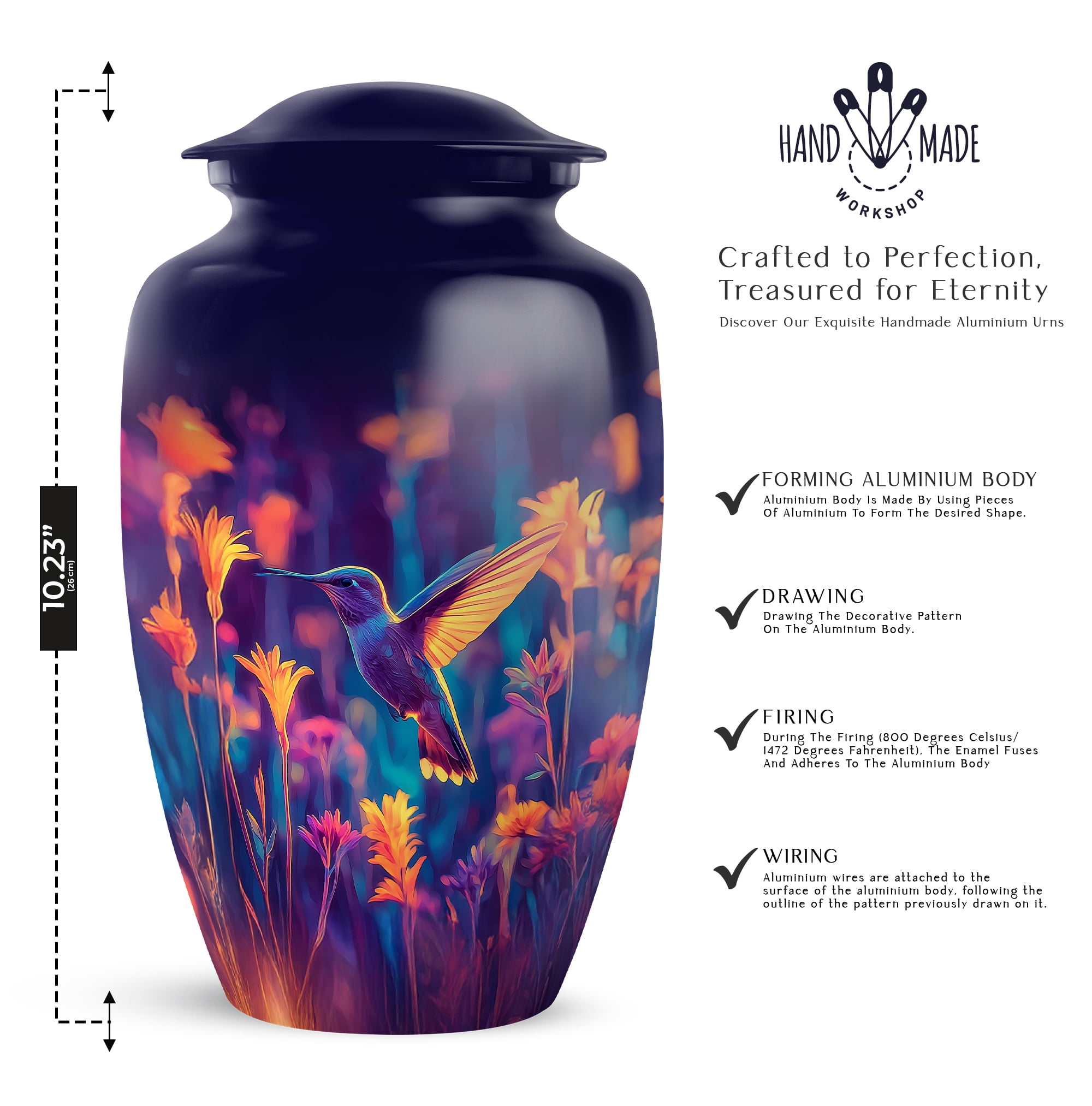 MUKTIVE Humming Bird keepsake Urns for Human Ashes - Flowers Adult Urns for Ashes Men & Women 3 Inch - keepsake Dark Blue Urn for Daughter & Son - Human Remains Ash Urn for Memorial & Funeral