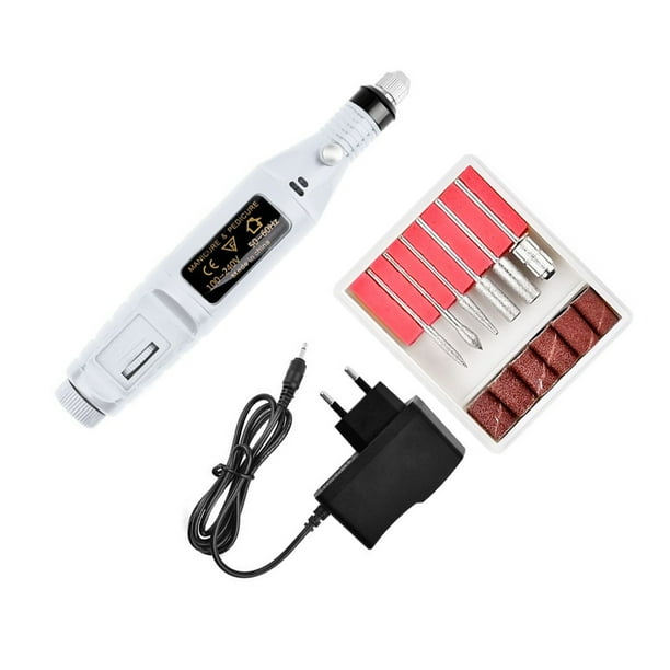 Seitruly Taladro eléctrico, pluma para tallar, herramienta definitiva para arte de uñas, máquina portátil para mejorar uñas, juego de Juegos de manicura estándar de Europa Blanco