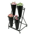thumbnail image 4 of Flower Display Stand with Buckets, Moving Plant Stands with Wheels, Garden Plant Cart Shelf, Florist Bouquet Shelf, Flower Holder for Home Wedding (3-Tier White Shelves + 12PCS White Buckets), 4 of 29