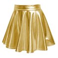 thumbnail image 3 of Faux Leather Sexy Pleated Skirts for Women Metallic Wet Look High Waist A-line Dress Prom Party Club Flared Skirt, 3 of 5
