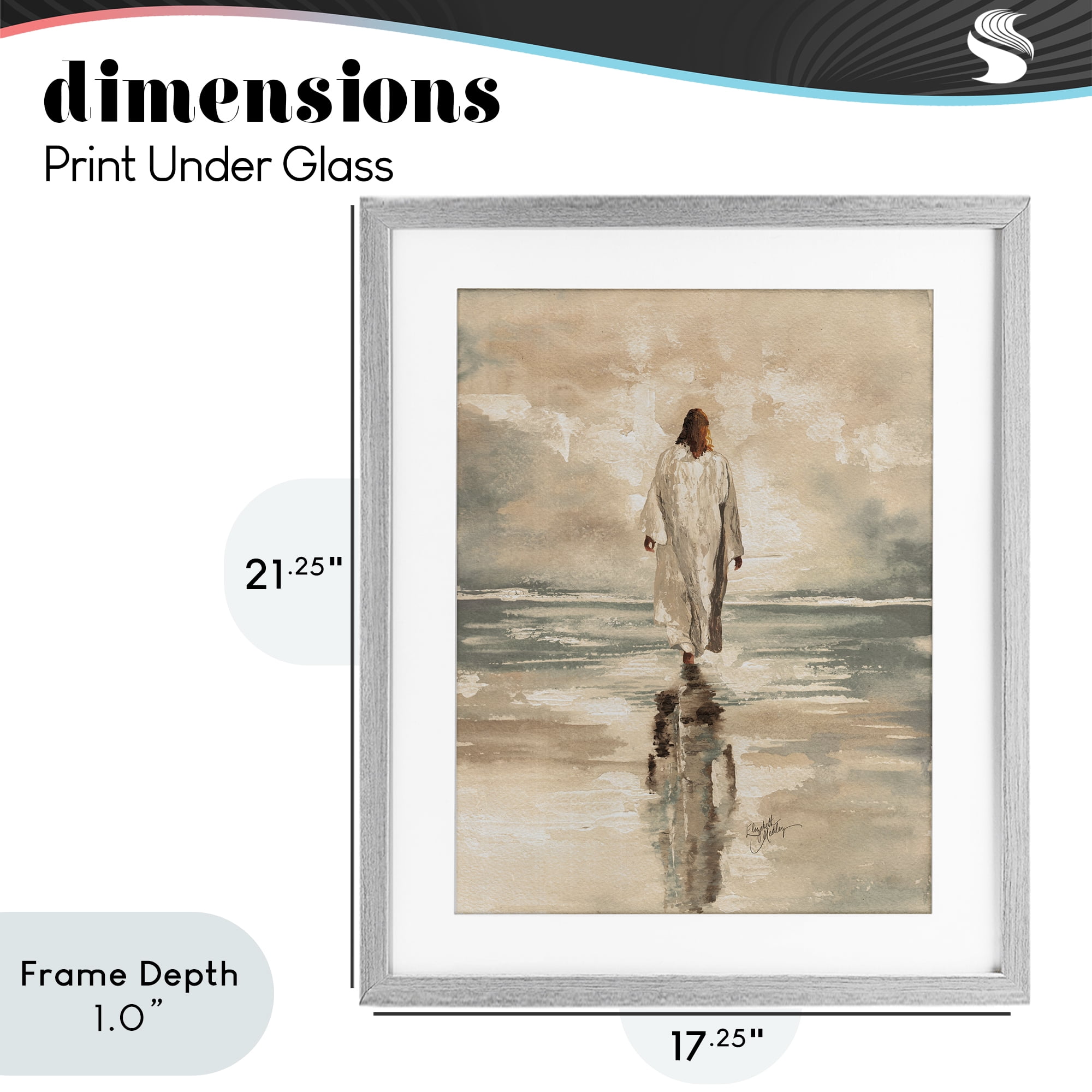 Stupell Industries Jesus Calms The Sea Gray Framed Print Under Glass, design by Elizabeth Medley