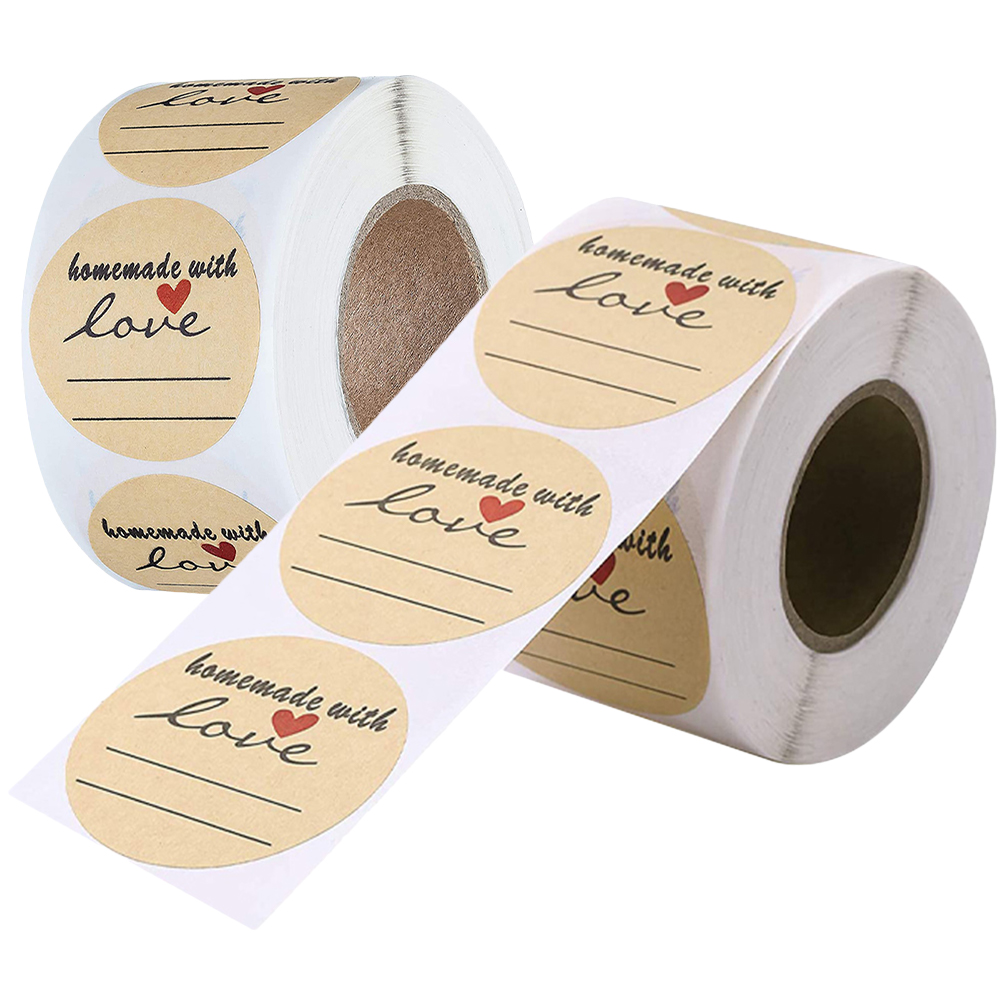 2 Rolls Handmade Stickers DIY Round Adhesive Labels Round Sealing