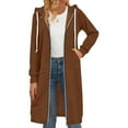 thumbnail image 2 of Women Casual Zip up Polyester Hoodies, Long Hoodie Tunic Jackets Long Sleeve Sweater Dress with Side Pockets Brown 2XL, 2 of 8
