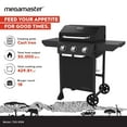 thumbnail image 6 of Megamaster 3-Burner Propane Gas Grill with Side Tables, 30,000BTUs, 429.81 SQ. in. Cooking Space, 2 Wheel Transport, Outdoor Kitchen Grill for BBQs, Backyards, Tailgating, and More - 720-1094, 6 of 8