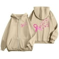 thumbnail image 4 of Zip Up Hoodie Women Lightweight Travel Pullover Fit Women's Zip Up Hoodie Pullover Cancer Awareness Month Long Sleeve Pocket Drawstring Casual Sweatshirt For Everyday Wear, 4 of 6