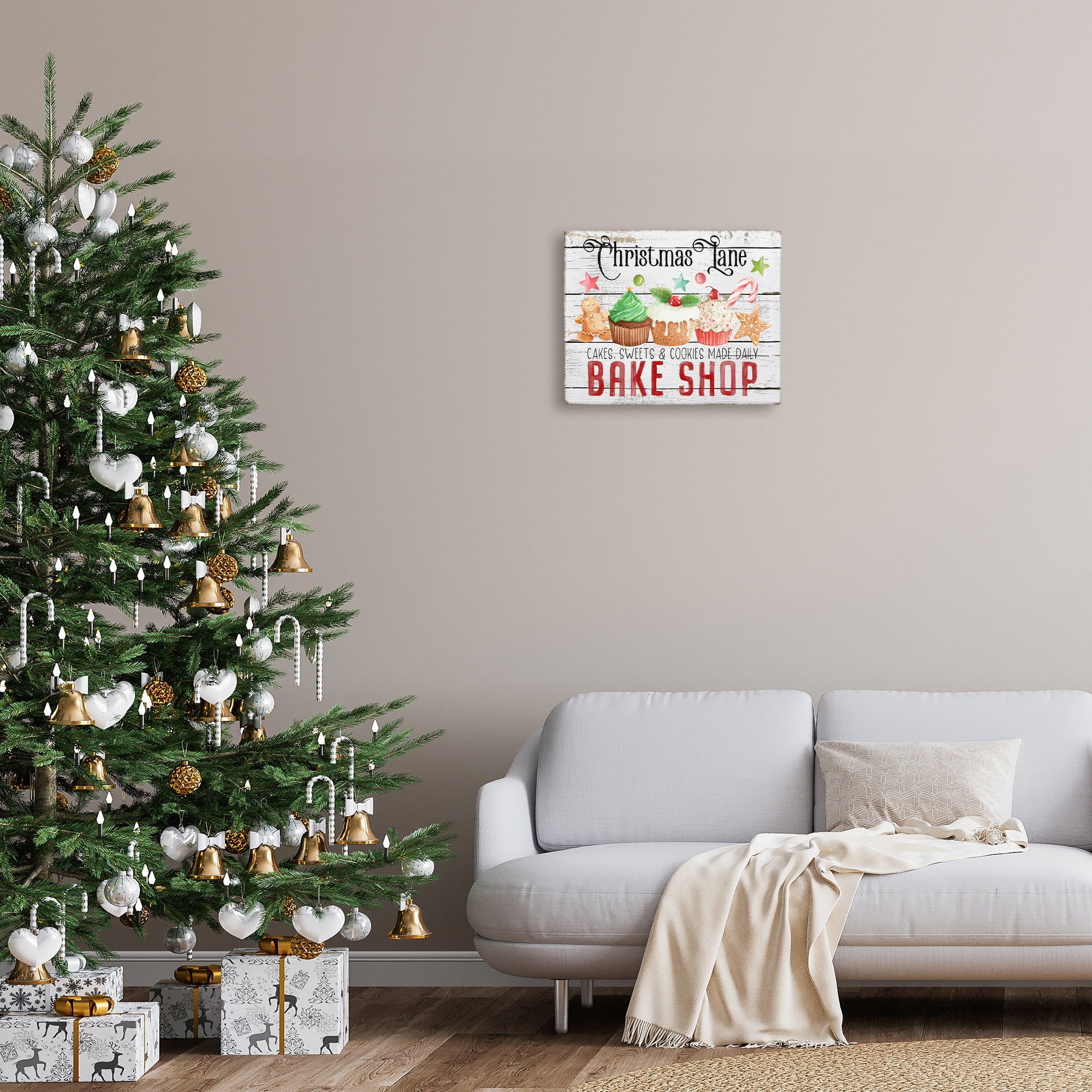 Stupell Industries Christmas Lane Bake Shop Holiday Painting Gallery Wrapped Canvas Art Prints Wall Art, 20 x 16
