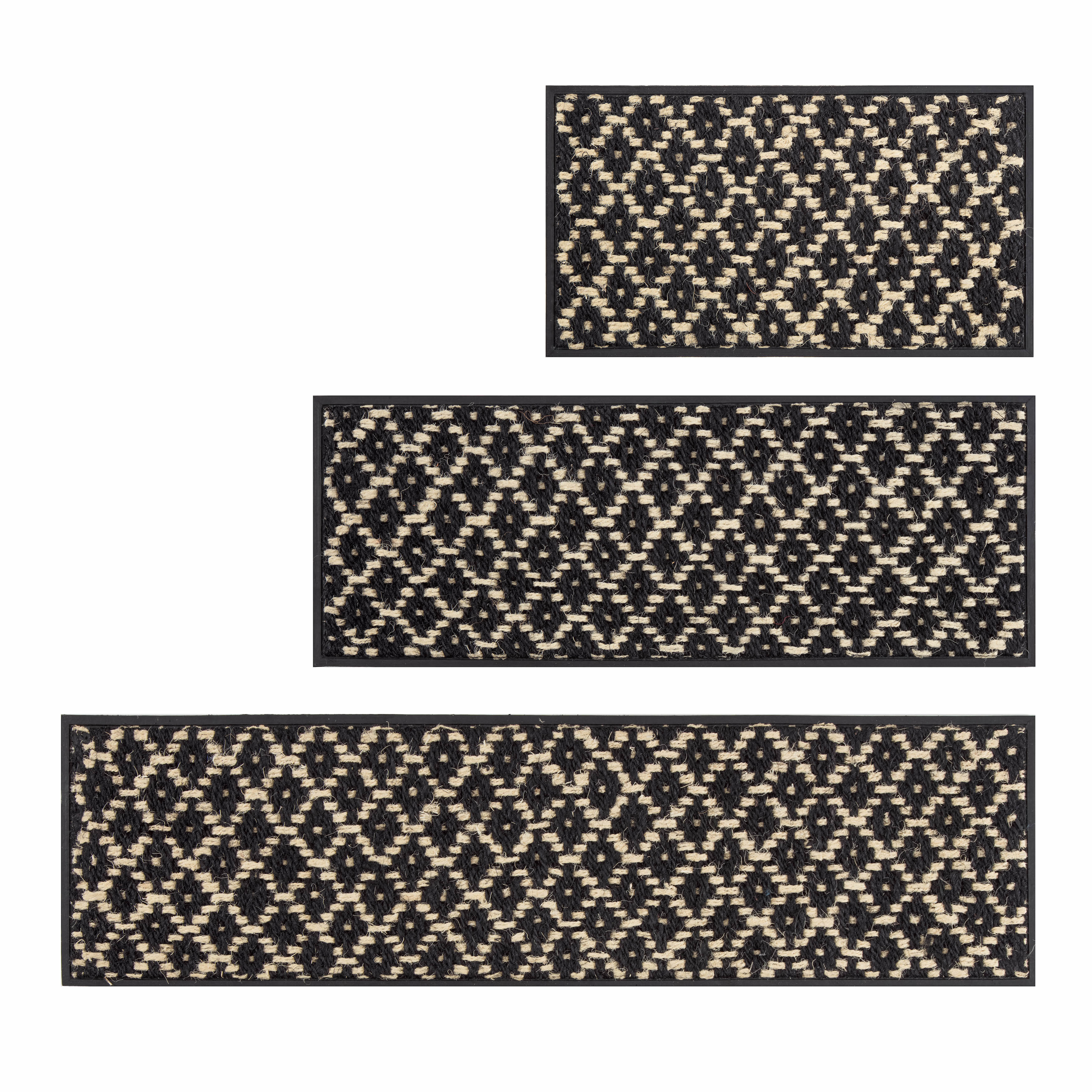 Black Metal Boot Tray with Black & Ivory Coir Insert