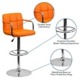 thumbnail image 6 of Emma + Oliver Orange Quilted Vinyl Adjustable Height Barstool with Arms, 6 of 13
