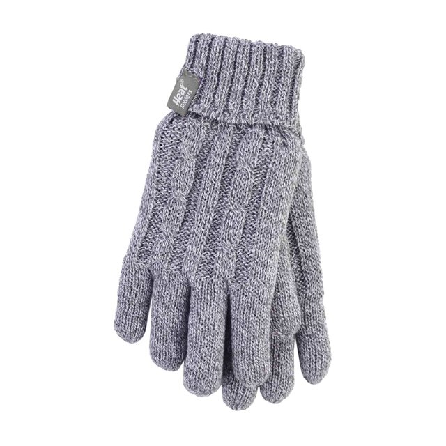 Heat Holders - Ladies Fleece Lined Cable Knit 2.3 TOG Thermal Gloves