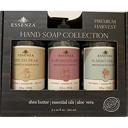 Essenza Hand Soap Variety: Spiced Pear, Pomegranate Apple, Warm Vanilla, 3/14 oz