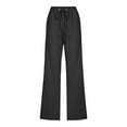 thumbnail image 3 of Mlzmgr Cotton Linen Pants for Women Elastic Waist Straight Leg Lightweight Pants Lounge Pants Fall, 3 of 5