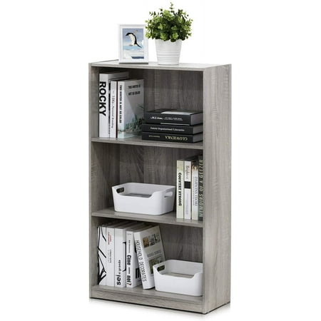 CF Basic 3-Tier Bookcase Storage Shelves, French Oak Grey