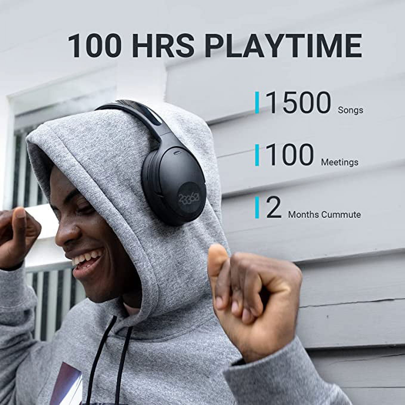 Bluetooth Cancelling Headphones with Microphone [100H Playtime] Lightweight Wireless Over Ear ANC Bluetooth Headphones with CVC Noise Reduction Hi-Fi Stereo Sound for Home Office