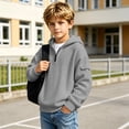thumbnail image 5 of Dweltoz Waffle Knit Hoodies for Boy Half Zip Hooded Sweatshirt Casual Long Sleeve Pullover Comfortable Loose Tops Back to School Clothes 2026 Fall Winter Athletic Hoodies,Light Gray 5-6 Years, 5 of 6