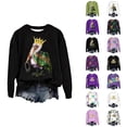 thumbnail image 1 of Mardi Gras 2026 Chandails en Molleton pour Femmes Tendance Manches Longues Col Rond Décontracté Carnaval Graphique Chandail en Molleton Pulls pour Femmes, 1 of 3