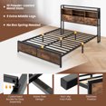 thumbnail image 2 of Exdeerjoy Industrial Metal Bed Frame With Storage Headboard And Charging Station, Full/Queen Size Platform Bed Frame With Metal Slats, 2 of 8