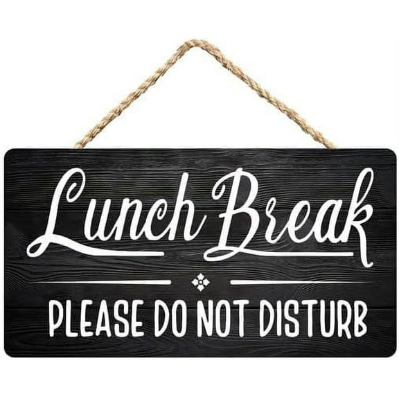 Zomyto Lunch Break Sign,Do Not Disturb Rustic Wooden Hanging Sign 12X6 In Door Hanging Plaques, black-3