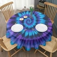 thumbnail image 3 of Blue Purple Tie Dye Mandala Pattern Round Tablecloth 60"x60",Wrinkle Wipeable Table Cloth for Kitchen Dining Room Picnic Patio Party, 3 of 6