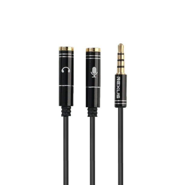 3.5mm Headset Splitter Jack Cable with Separate Microphone and Audio Headphone - Walmart.com