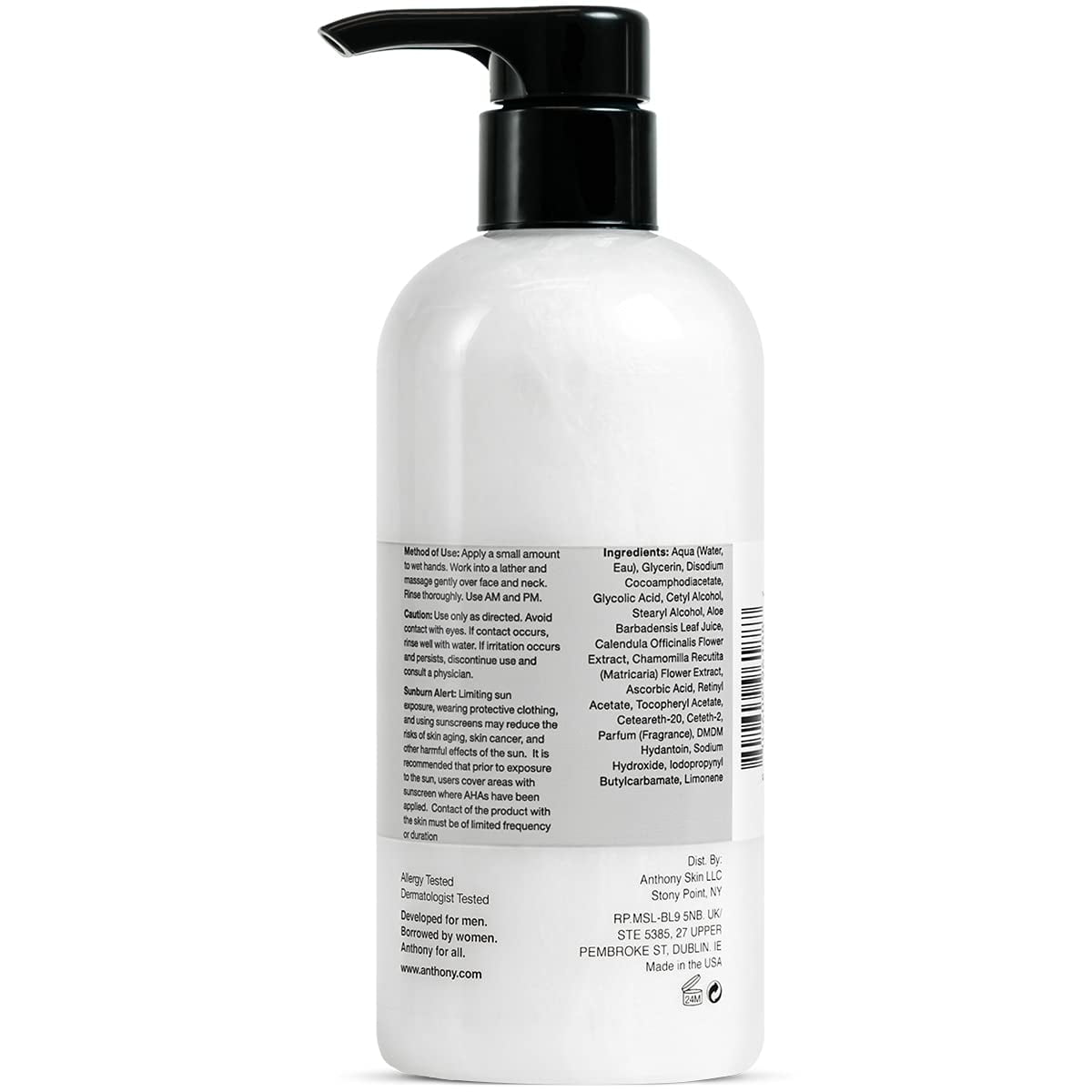 Anthony’s Glycolic Facial Cleanser for Men – Daily Cleansing Face Wash and Shave Prep – Hydrating, Exfoliating, and Gentle on Sensitive Skin – Non-foaming, 16 Fl Oz Pack of 3