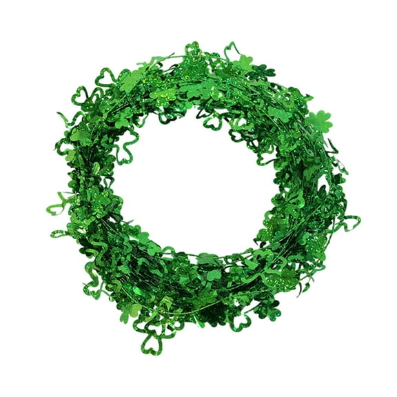 PRETXORVE St Patricks Day Decorations, Saint Patrick's Day Garland Green Garland St. Patrick's Day Garland Irish Festive Four-Leaf Wreath for Holiday Ornament