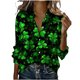 thumbnail image 1 of Tops de Manga Larga de las Mujeres Casual St Patrick'S Day Unisex Imprimir Botón Arriba Blusa de Cuello Giratorio Tops de Manga Larga de las Mujeres de Moda, 1 of 7