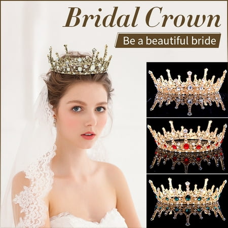 LuckyFine Crystal Baroque Princess Crown Tiaras Prom Party Wedding Bridesmaid Hair Piece Accessories - Today's Special Offer