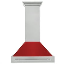 ZLINE 36 In. Wall Mount Range Hood in DuraSnow Stainless Steel with Red Matte Shell and Stainless Steel Handle (8654SNX-RM-36)