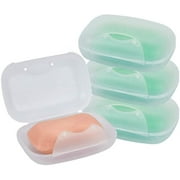 Soap Box Holder, Soap Dish Soap Savers Case Container for Bathroom Camping Gym 4Pack (Black)