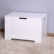 ZCOER White Lift Top Entryway Storage Chest/Bench with 2 Safety Hinge, Wooden Toy Box
