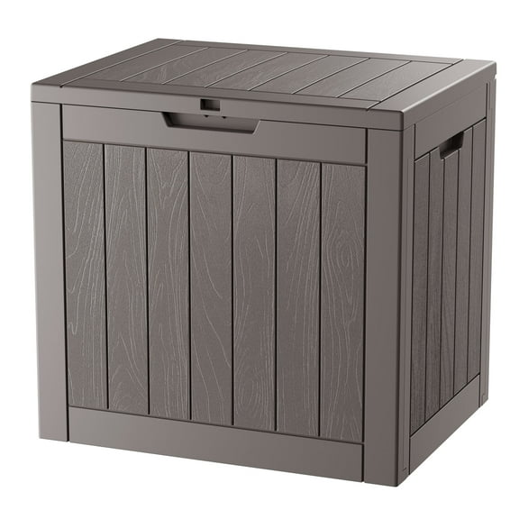 LHBcraft 32 Gallon Deck Box,Lockable Resin Outdoor Storage Box, Waterproof and UV Resistant Storage Deck Box for Patio Furniture Cushions,Gray