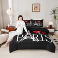 thumbnail image 4 of Homewish Cartoon Eiffel Tower Queen Comforter Set, Anniversary Love Heart Bedding Sets, Romantic Paris Reversible Bedding Comforter Set, Lightweight Room Decor, 3-Piece, 4 of 8