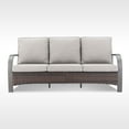 thumbnail image 4 of POCASSY Outdoor 75" Width 3 Seater Sofa with Cushions, All Weather Patio Brown Wicker Sofa Outdoor Couch Furniture for Porch, Deck, Garden, Beige, 4 of 13