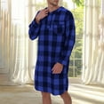 thumbnail image 6 of MNCEKFOD Men Shirts Plaid Printed With Pockets Blend Flannel Long Sleeve Sleep Nightshirt Relaxed Fit Mens Tops Blue XXL, 6 of 9