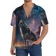 thumbnail image 1 of Balery Night Sky Wolf Camisa Casual de Manga Corta con Botones para Hombre, Texturizada, Estilo Cubano, para Playa, Verano-XX-Large, 1 of 5