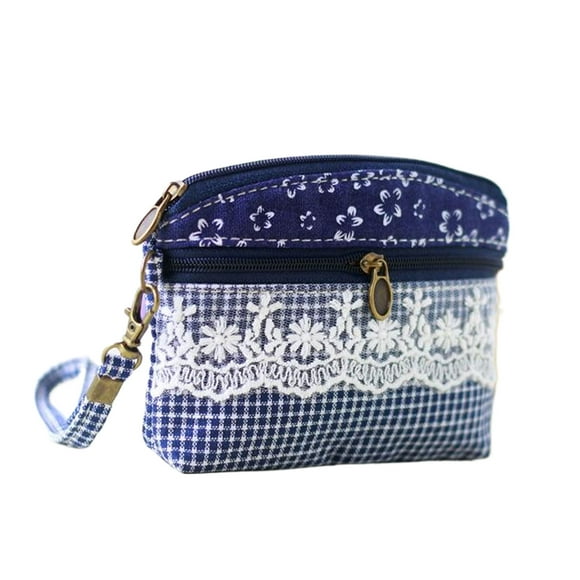 Sonducket Cartera de tela rural pequeña, cartera pequeña duradera, bolsa de maquillaje, estilo de patrón rural, bolso para llaves, estilo de Carteras Baolan