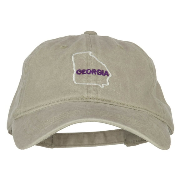 Georgia with Map Outline Embroidered Washed Cotton Twill Cap - Stone OSFM