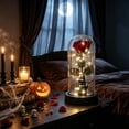 thumbnail image 5 of Eliaeconx Lighted Halloween Ghost Figurine, Holding Spooky Rose, LED Pumpkin Base for Tabletop, Spooky House, Indoor Party Decor, 5 of 6