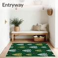 thumbnail image 3 of ODIKA 2'x3' Machine Washable Non-Slip Area Rug, Festive Pine Forest Snowflake Mosaic Half Moon High Traffic Rug, Green, 509132, 3 of 7