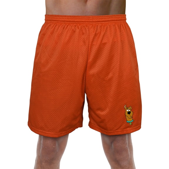 Scooby Doo! Silly Scooby-Doo Mens Lined Mesh Shorts, Orange, Medium