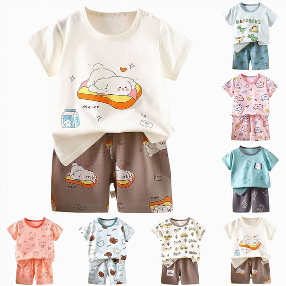 Xudanell Toddler Baby Boy Summer Clothes 0 6 12 18 24 Months Dinosuar Embroidery Outfit 2PCS Short Sleeve T-shirt Shorts Set Light Blue for Size 2-3 Years