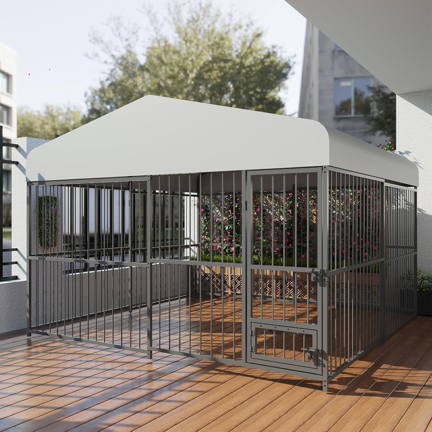 Dog Kennel Outside,10x10x6 FT Large Outdoor Dog Kennel with Weatherproof,Dog House,Dog Playpen Outdoor,Covered Dog Outside Kennel,for Medium and Large Dogs,Easy Assembly