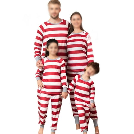 

Bomotoo Women Men Kids Loungewear Sleepwear Long Sleeve Soft Matching Family Pajamas Set Christmas Beam Foot Striped PJ Sets Red Baby: 3-6M