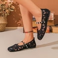 thumbnail image 5 of Miluxas Women's Flower Mesh Ballet Flats Bowknot Square Toe Ballerina Flats Closed Toe Comfortable Casual Work Shoes Black 9(42), 5 of 7