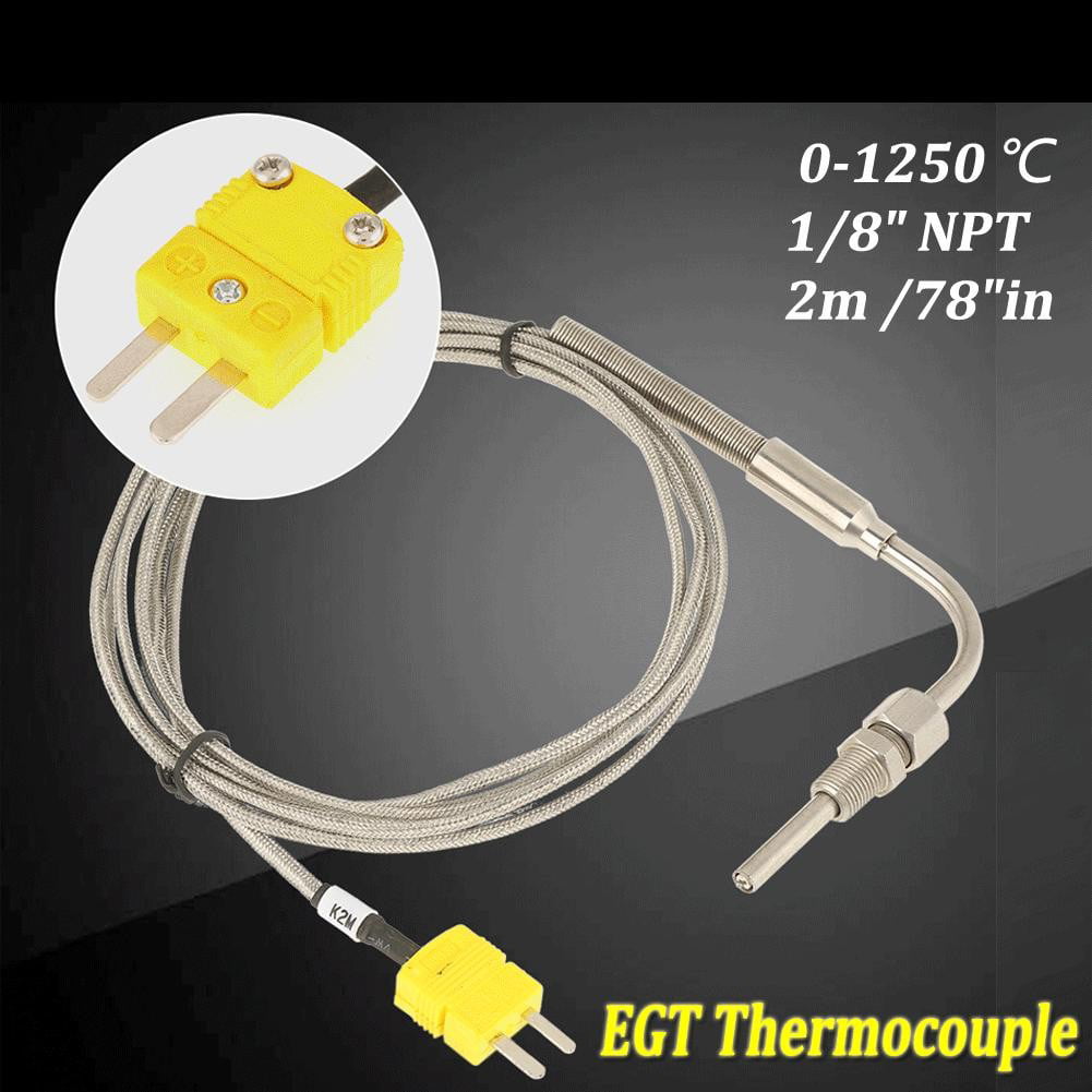 2m EGT Temperature Sensor K Type Exhaust Gas Probe Thermocouple 1/8” NPT Threads