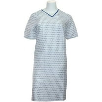 Hospital Gown-basic Iv Gown - White with Blue Prints (4 Pack)